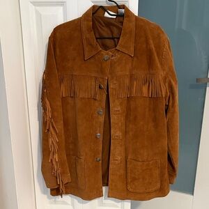 Chico's Tan Suede Fringe Leather Jacket